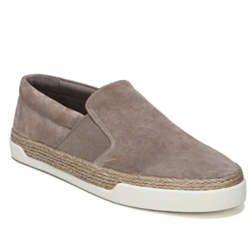 Vince Johan Grey Suede Leather Slip On Espadrille Sneakers Flats Size 9